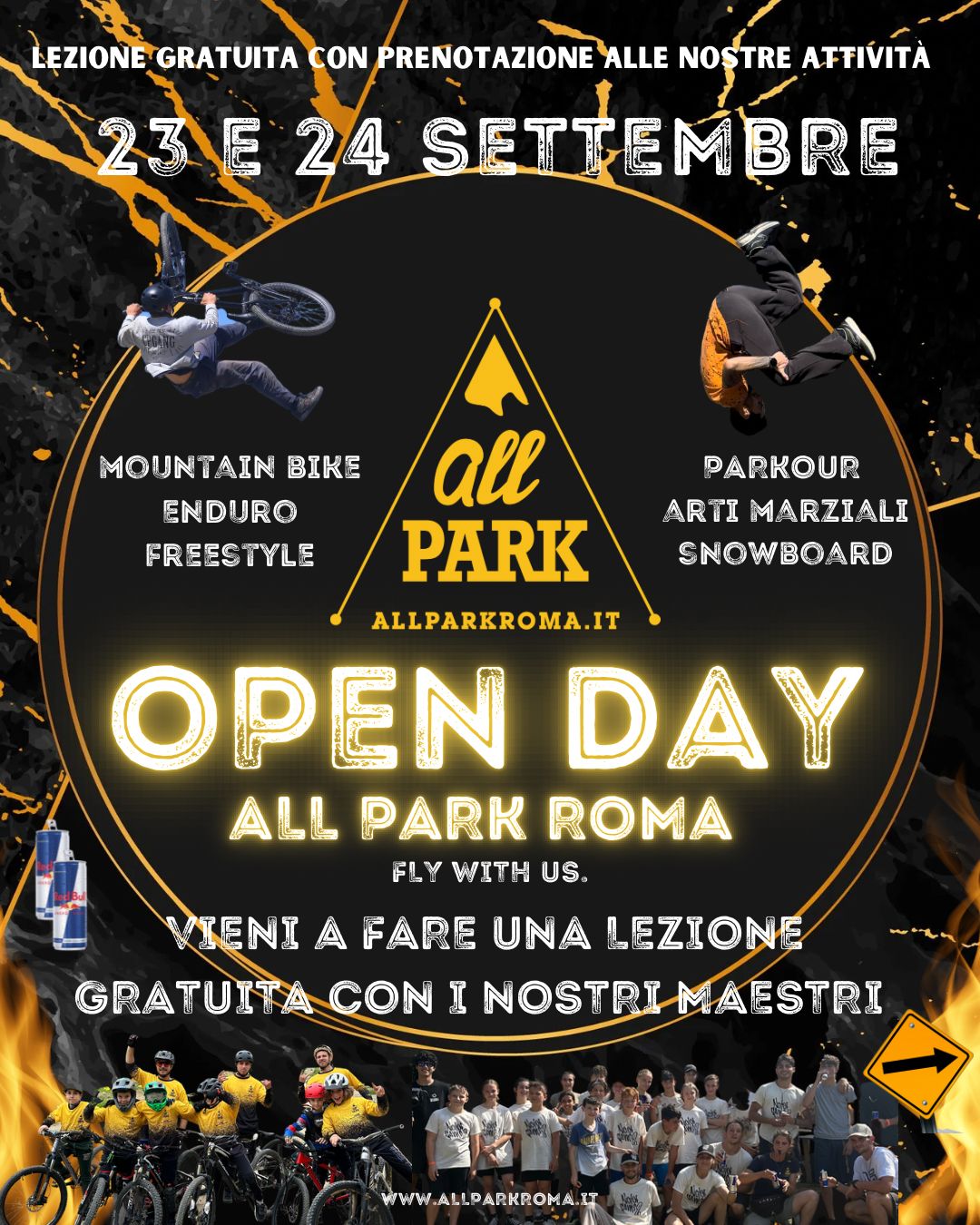 OPEN DAY ALLPARK, PARKOUR ROMA, SCUOLA MTB ROMA, SCUOLA PARKOUR ROMA